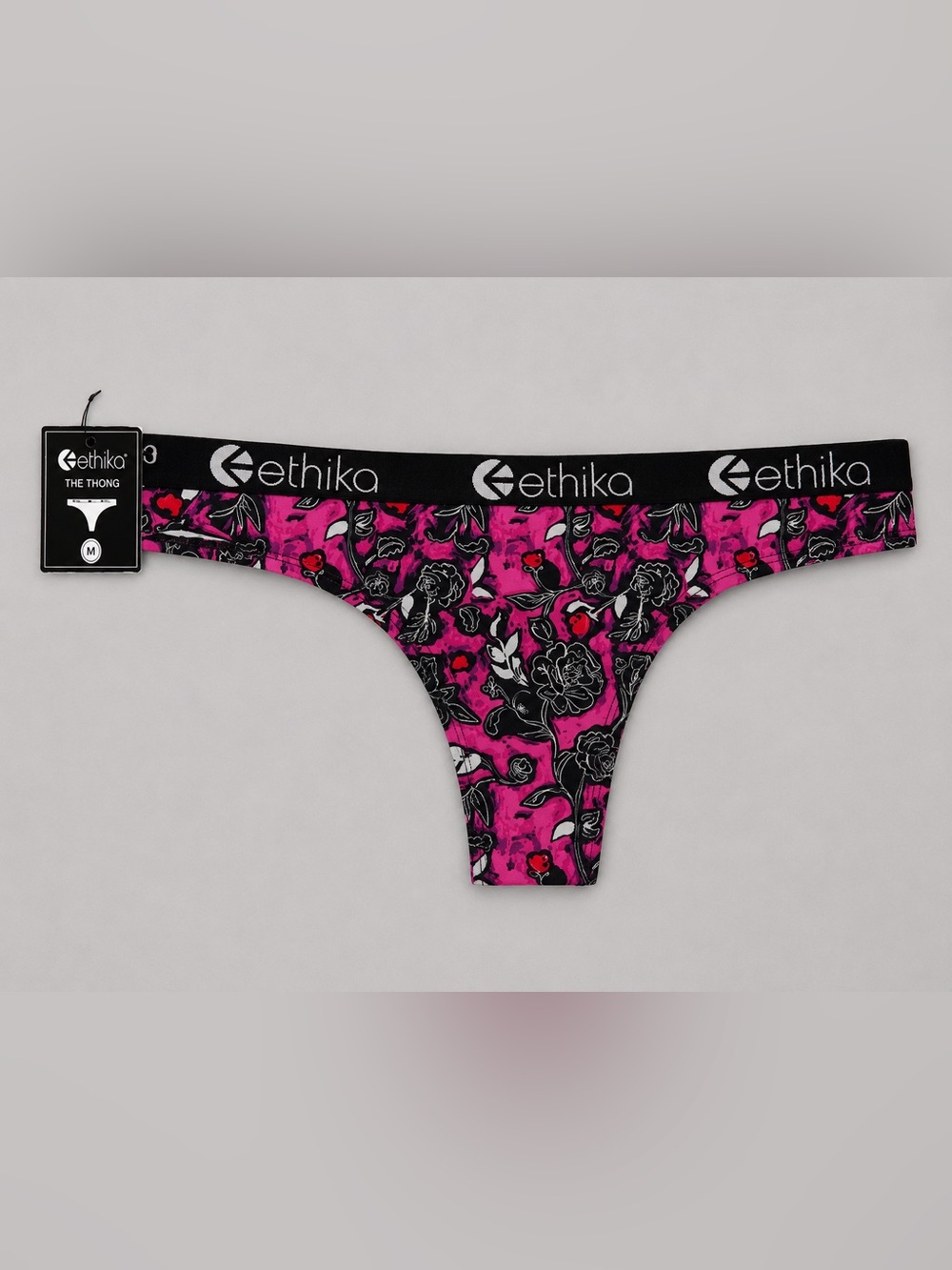 Ethika Panties Womens Thong Cotton Spandex Breathable Size Medium NWT
